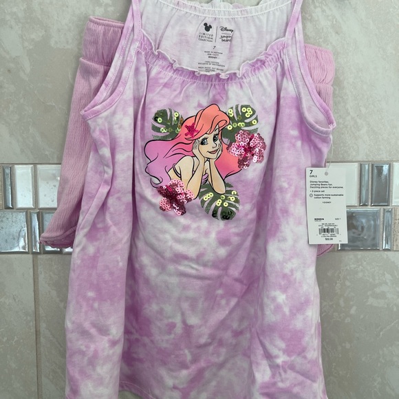 Two piece Disney Little mermaid Ariel short outfit Jumping Bean (size 7) - Picture 1 of 5